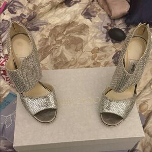 Jimmy Choo Glittering Silver Heels
